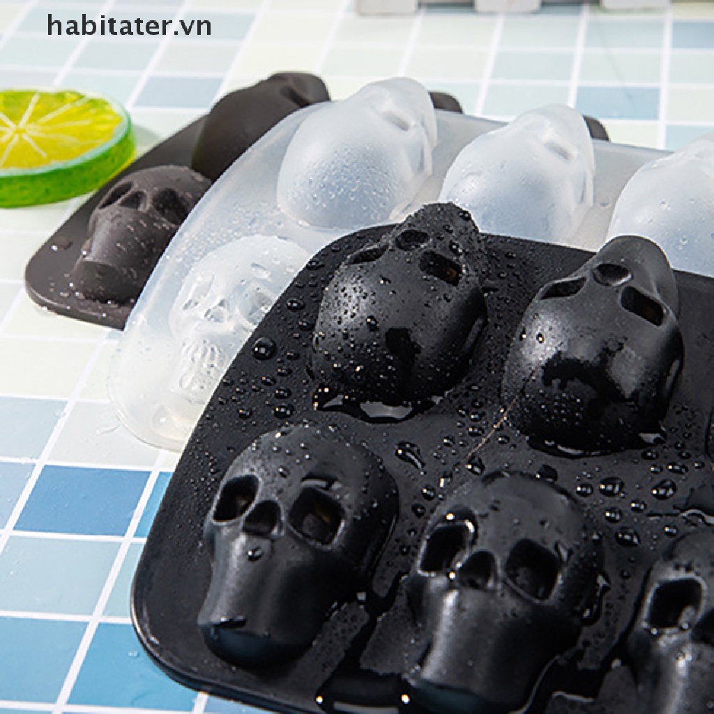 Khuôn Silicon Làm Đá / Sô Cô La / Đá Viên Hình Đầu Lâu 3D 10 Ngăn