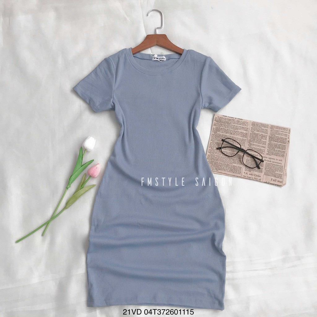 [Mã SKAMSALEP6 giảm 10% tối đa 100K đơn 150K] Đầm gân body tay ngắn ulzzang thời trang nữ FMStyle SaiGon 21VD04T372601 | BigBuy360 - bigbuy360.vn