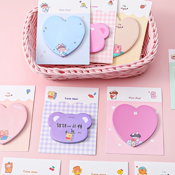 1 Tập Giấy Nhớ Hình Động Vật Hoạt Hình Màu Sắc Ngẫu Nhiên