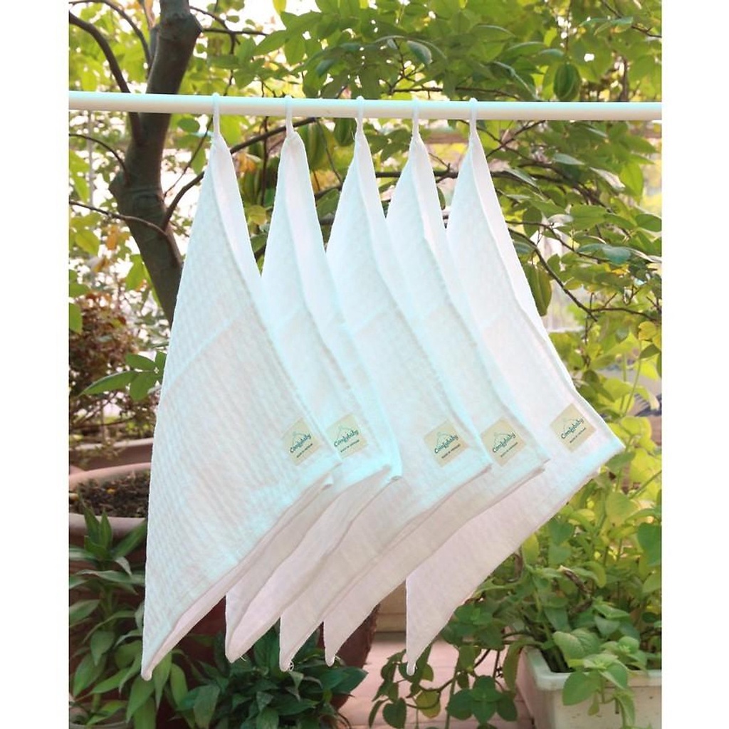 Combo 5 khăn đa năng Comfybaby cho bé vải xô mềm mại 100% cotton