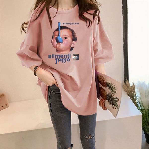 NRVP Áo Thun Tay Ngắn Dáng Rộng Thời Trang Mùa Hè 2021 Cho Nữ