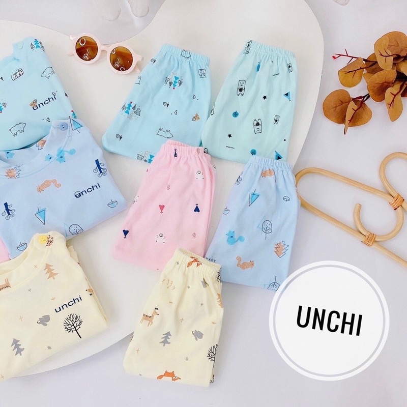 [XẢ HÀNG] Bộ Cotton Unchi Dài Tay Hoạ Tiết, Bộ Thun Lạnh Minkymom Cho Bé Mặc Mùa Thu Đông 3M - 2Y(QATE331)