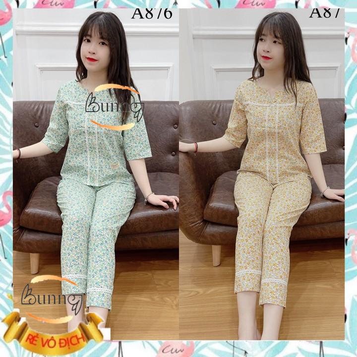 [Bunny] Đồ bộ mặc nhà cổ V, đồ bộ mặc nhà, quần áo nữ mẫu xinh mặc mát nhẹ nhàng