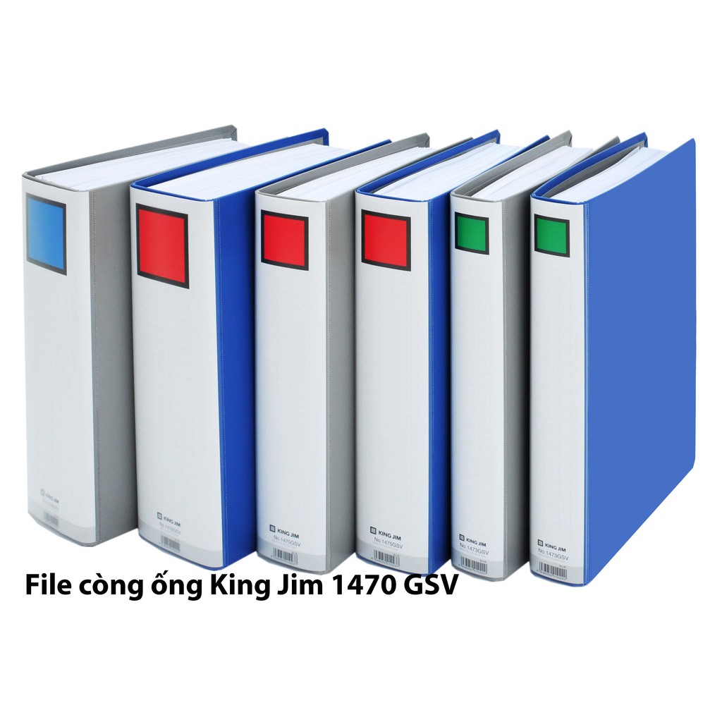 Bìa đựng tài liệu cỡ A4S - 10cm KING JIM 1470GSV - Bìa hồ sơ, bìa còng ống cao cấp (Màu xanh)