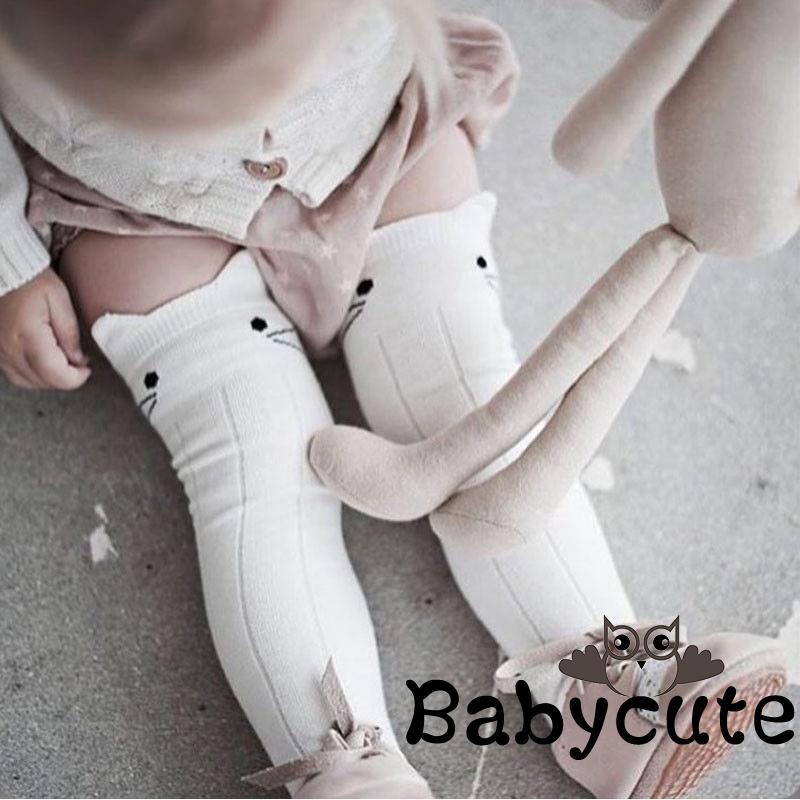 Vớ cao đến gối họa tiết râu mèo dễ thương cho bé