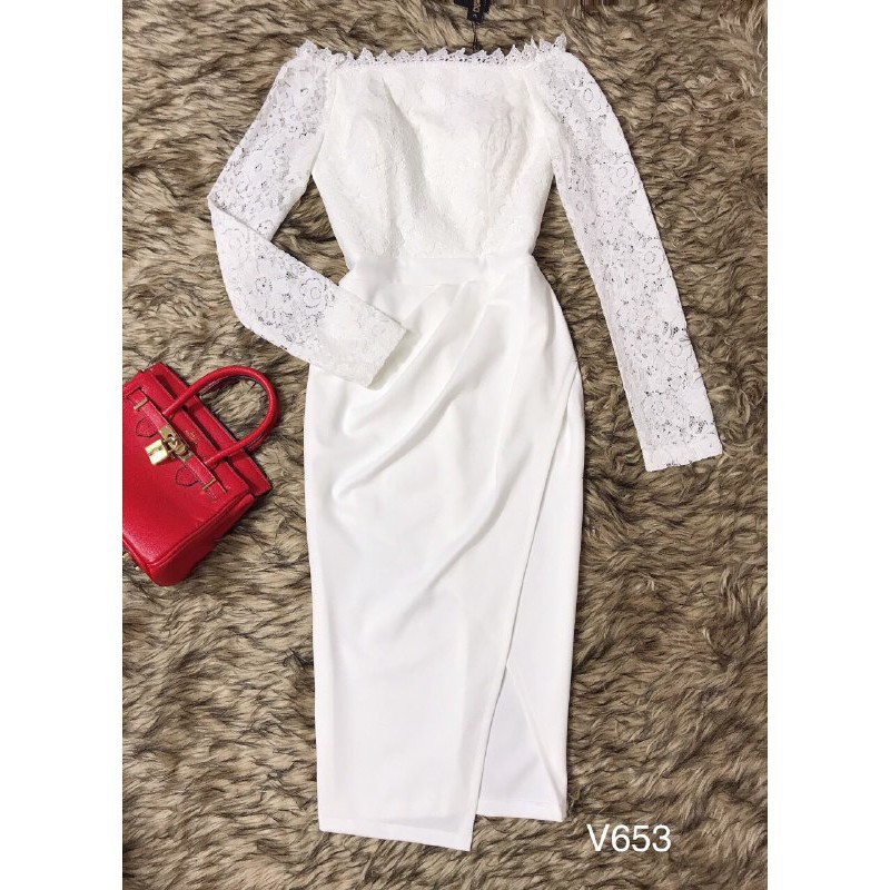 Đầm body bẹt vai tay dài V653 ⚡FLASH SALE⚡ | BigBuy360 - bigbuy360.vn