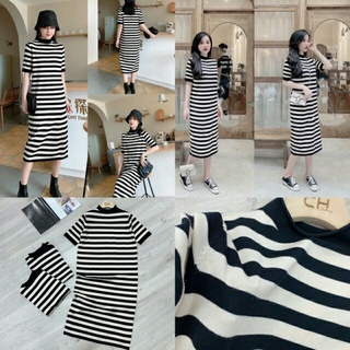 Váy bầu BDE938 đầm bầu chất len tăm