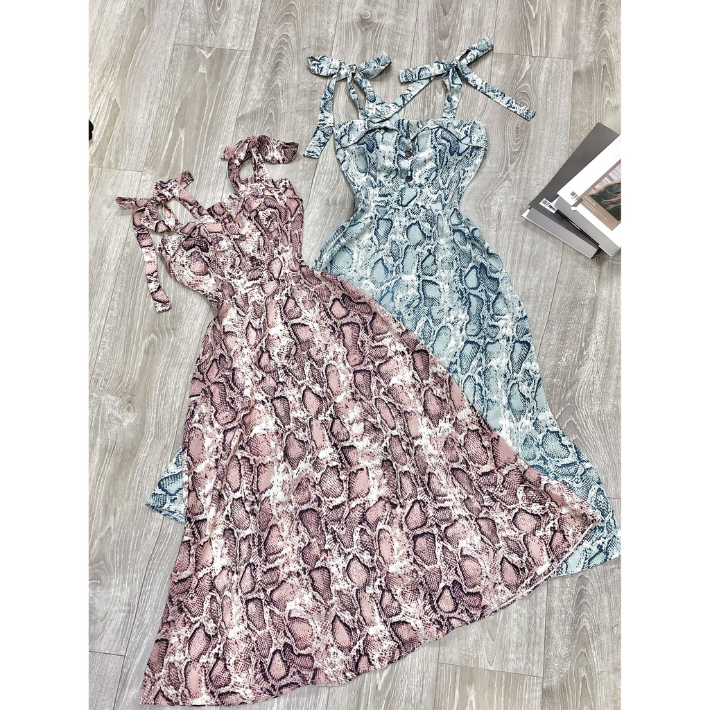 [ẢNH VIDEO THẬT] Đầm Maxi 2 dây xòe, da rắn da, Hot Girl, sang chảnh, xòe dài, đi biển, du lịch, đi chơi, cá tính, Hoa | BigBuy360 - bigbuy360.vn