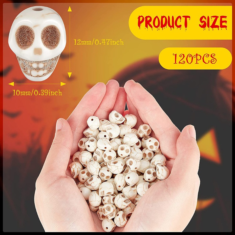 120 Hạt Hình Đầu Lâu Halloween Đầy Màu Sắc Dùng Làm Trang Sức