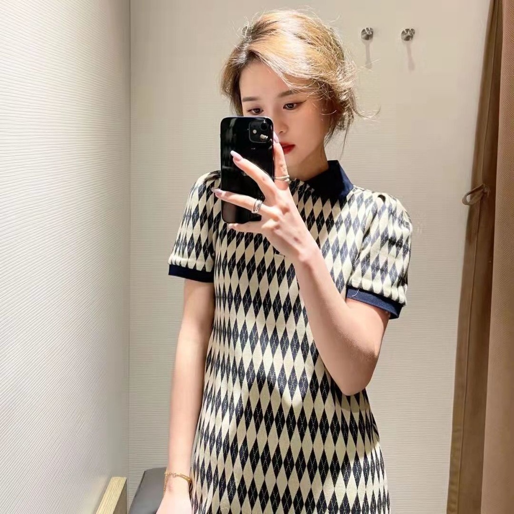 Đầm cổ polo phong cách retro thời trang hè 2022 cho nữ wu02s7ee2000