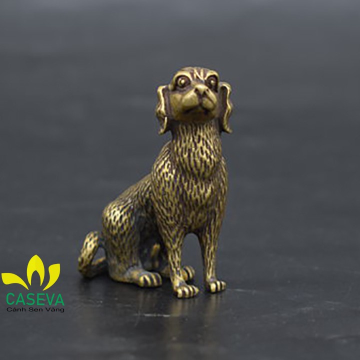 Móc Khóa Con Chó Ngồi Bằng Đồng
