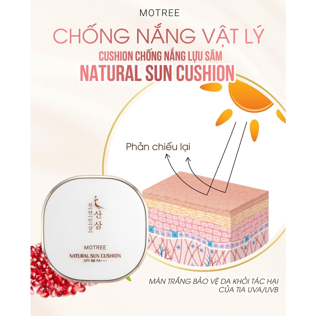 CUSHION trang điểm CHỐNG NẮNG sâm lựu-NATURAL SUN CUSHION SPF 50+PA++++