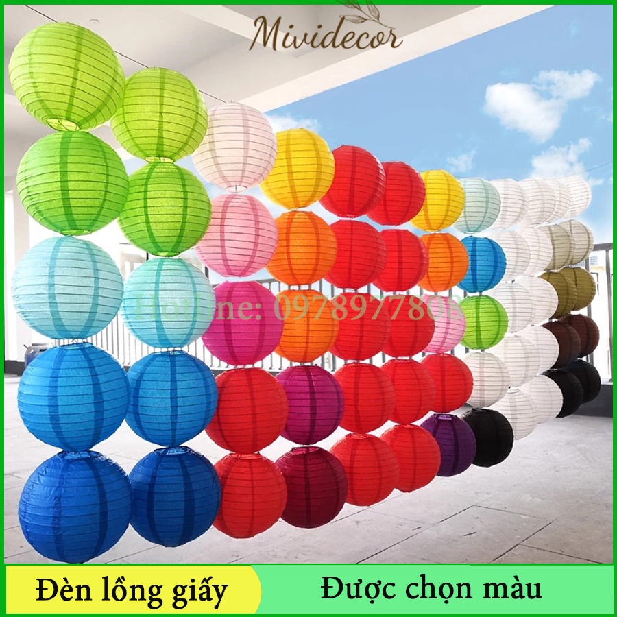 Lồng đèn trang trí tết đèn lồng giấy trang trí trung thu MIVIDECOR lồng đèn mini trang trí quán cafe khai trương studio