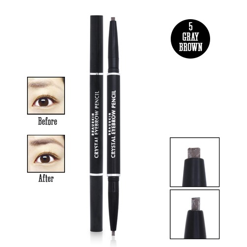 Chì kẻ mày 2 đầu Beauskin Eyebrow Crystal Eyebrow Pencil #05 Gray Brown - Hàng chính hãng