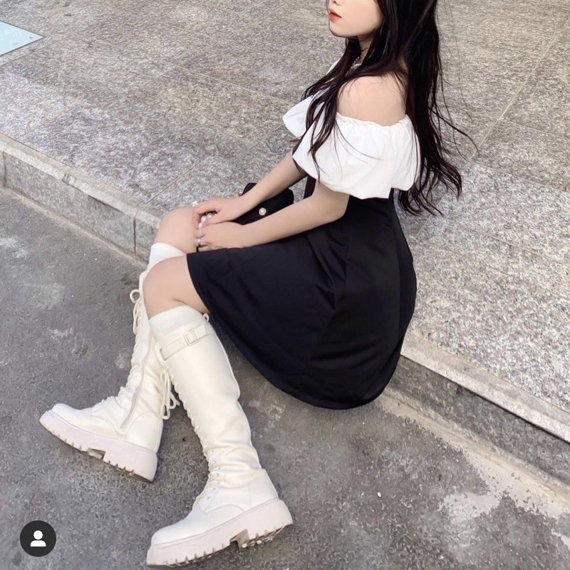 RINGELY DRESS - ĐẦM ĐEN PHỐI BÈO TRẮNG CÓ MÚT | BigBuy360 - bigbuy360.vn