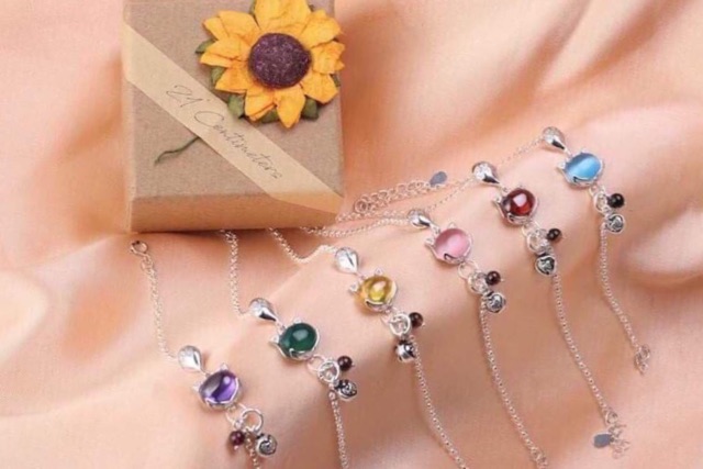 Lắc tay dây mềm hồ ly nhiều màu bạc thật