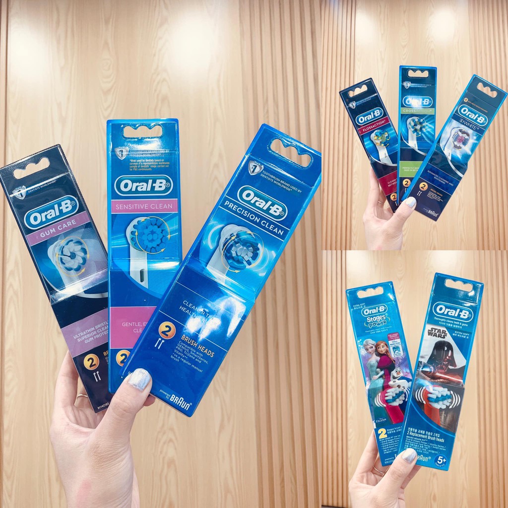 Set 2 đầu bàn chải điện Oral B  cho người lớn dễ dàng thay thế.