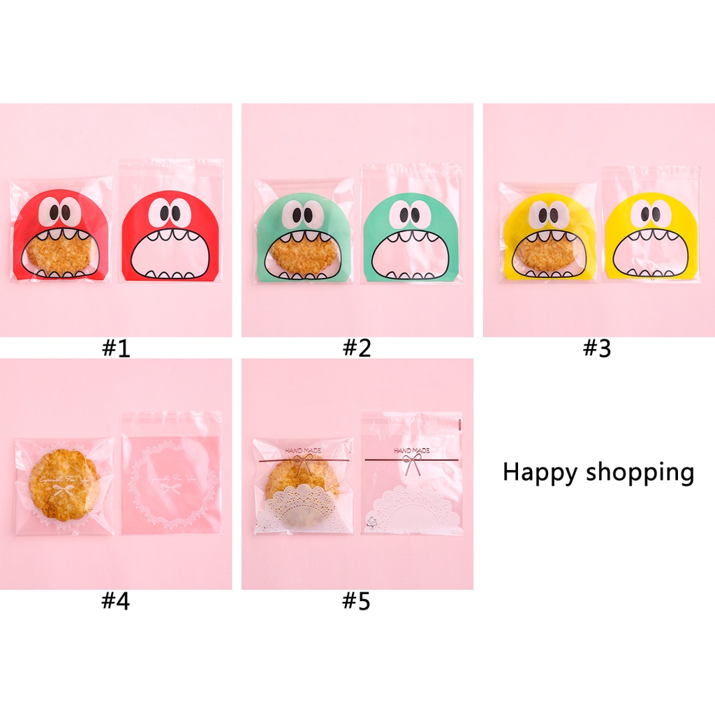 Bộ 100 Túi Nhựa Trong Suốt Đựng Bánh Kẹo Kích Thước 14x14cm Tiện Dụng