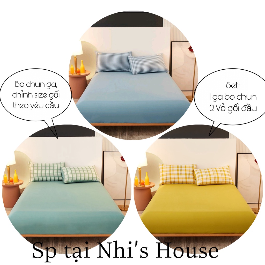 Set ga gối cotton tici nhập khẩu mới vải mềm mịn, thoáng mát