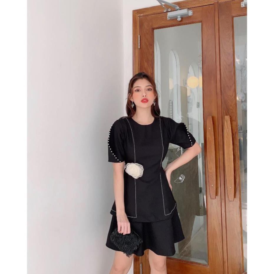 ĐẦM ĐÍNH HẠT CÓ HOA NGAY EO SIÊU XINH