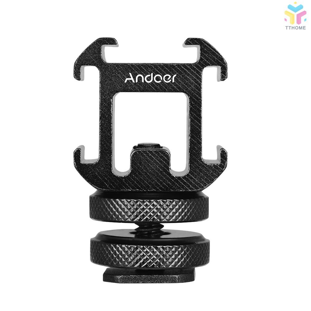 T&T Andoer 3 Cold Shoe Mount Adapter On-Camera Mount Adapter for Canon Nikon Sony DSLR Camera for LED Video Light Microp