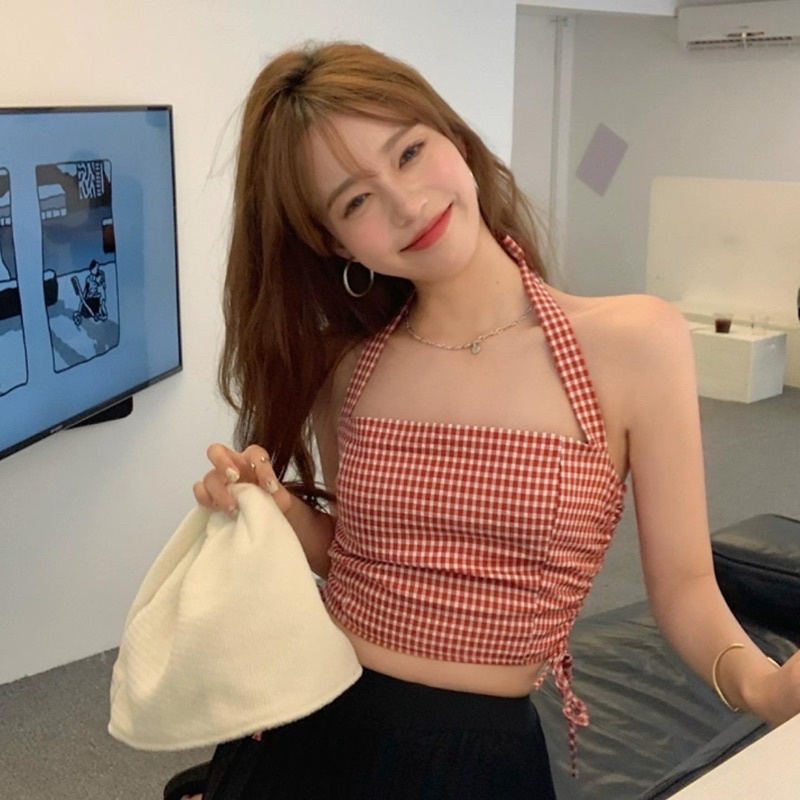 Áo quây caro rút dây