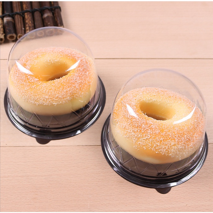(Set 100 | F057) Hộp Nhựa Đựng Bánh Nắp Bầu Đế Nâu