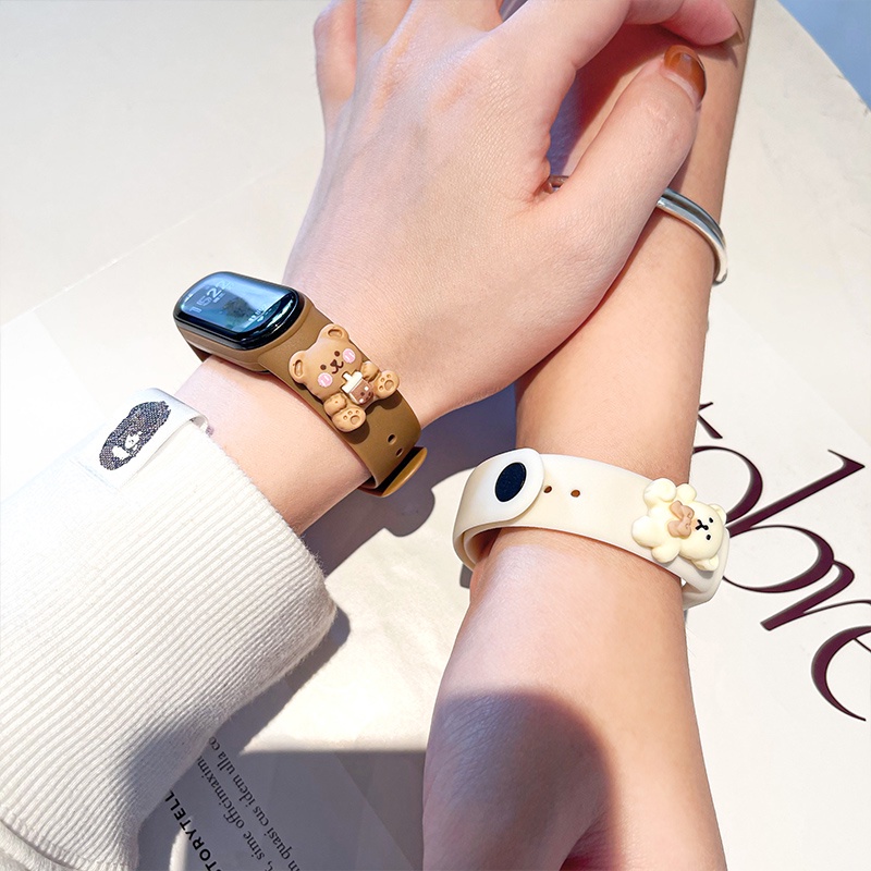 Dây đeo đồng hồ thông minh silicone thiết kế hoạt hình đáng yêu cho Xiaomi Mi Band 3/ 4/ 5/ 6