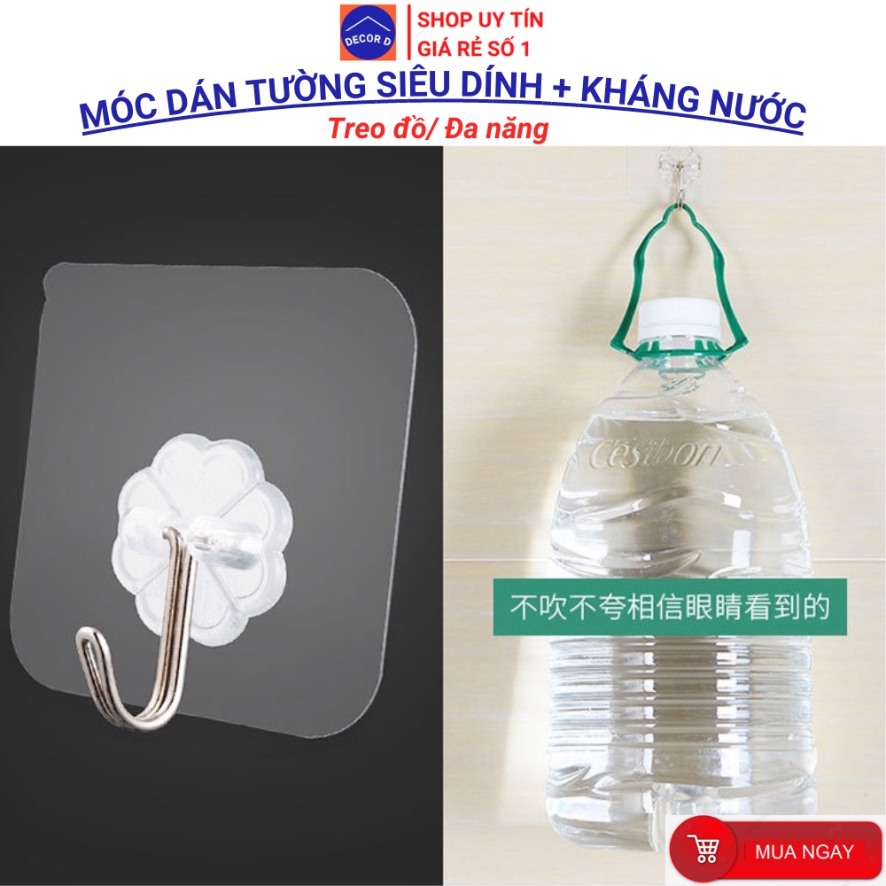 Móc dán tường siêu dính, móc dính trong suốt chịu lực tốt, đa năng, tiện dụng