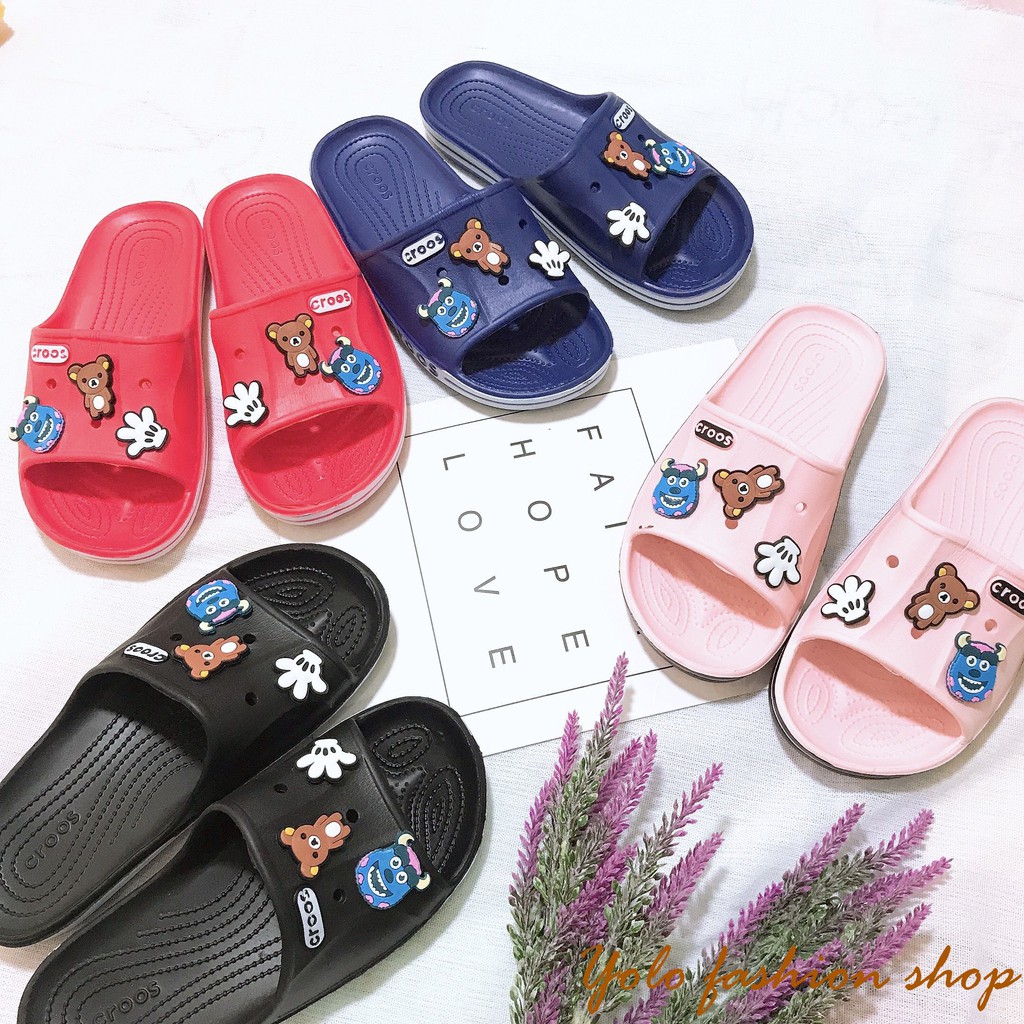 DL19_Dép nữ quai ngang cực êm chân tặng kèm 6 sticker như hình - Hottrend 2020