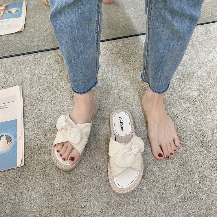 Dép Sandal Nữ Đế Bằng Trang Trí Nơ Thời Trang | BigBuy360 - bigbuy360.vn