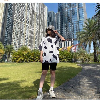 🔅quần legging ngố + tshirt bò sữa