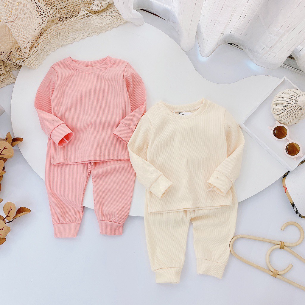 Đồ bộ quần áo dài tay cho bé len tăm trơn AM794 TTR80