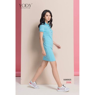 Đầm nữ dài cổ bẻ dáng ôm YODY VAN0925 (Đen, Tàn, Tím Than,Xanh)