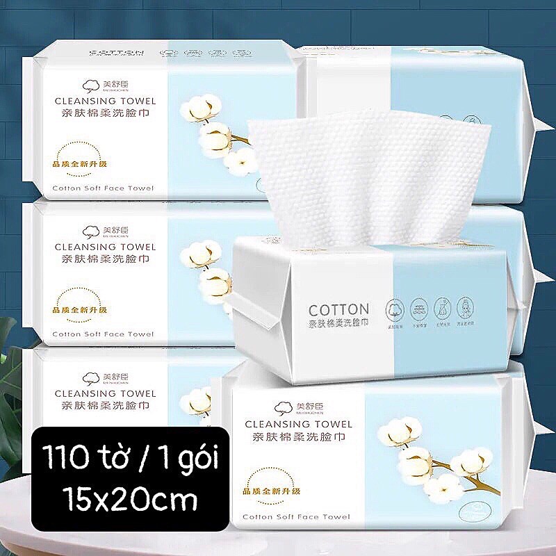 KHĂN LAU MẶT COTTON DẠNG TÚI RÚT, KHĂN LAU MẶT KHÔ