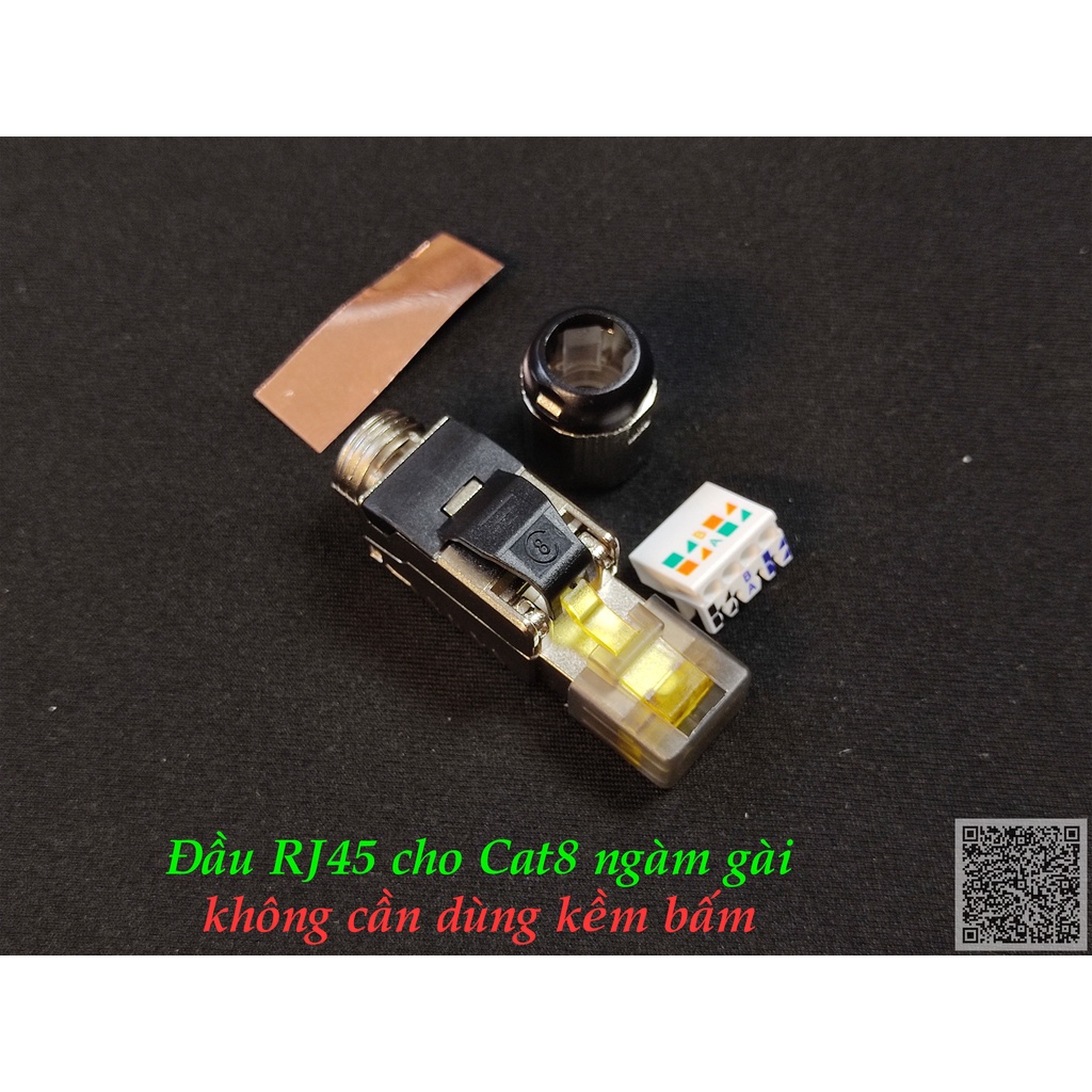 - Đầu bấm / hạt mạng RJ45 không dùng Tool cho cáp FTP  Cat8 / Cat7 / Cat6A