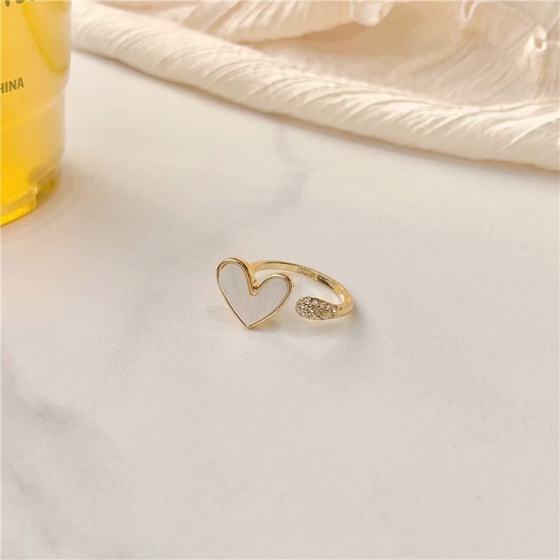 Nhẫn Mở Hình Trái Tim Đính Đá Thời Trang Cho Nữ