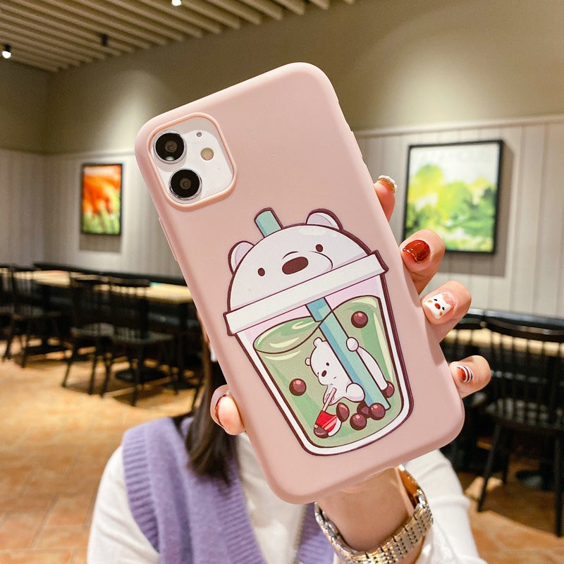 Ốp lưng Samsung J8 J7 J6 J6+ J5 J4 J4+ J2 M31 M30S M21 M20 A9 A7 A6 A6+ Plus Prime Pro 2018 Milk Tea Cup Cute Bear Soft Case