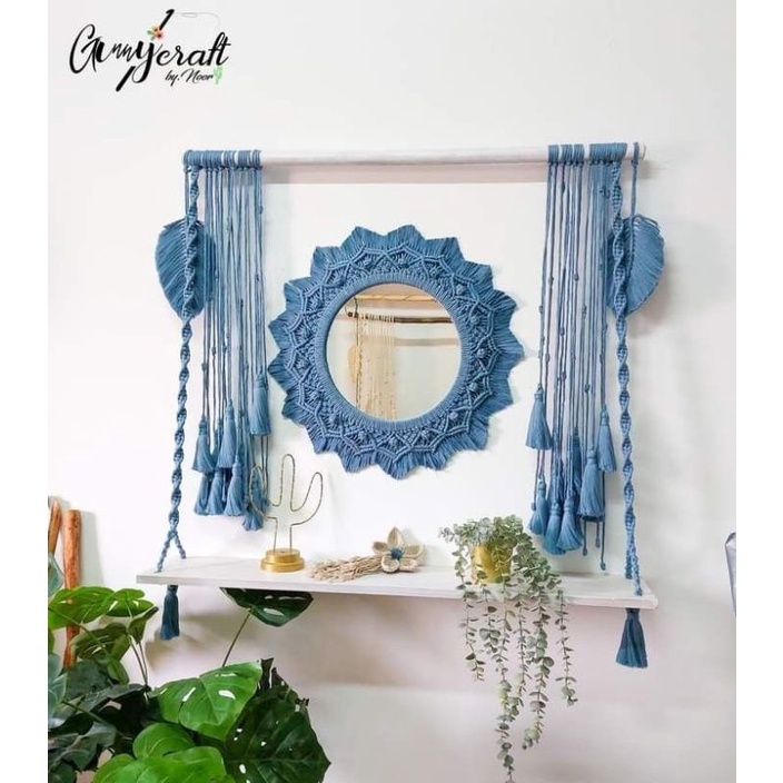 Gương Soi Macrame - Gương Kết Hợp Giá Gỗ Vintage - Hải Tặc Art Shop - Decor Phòng Ngủ