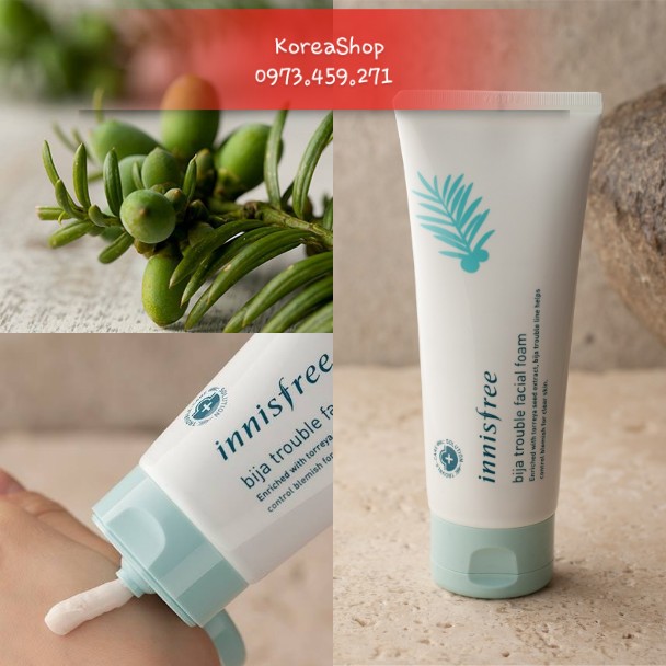 Sữa rửa mặt Innisfree Bija kiềm dầu giảm mụn kiểm soát bã nhờn làm sạch sâu Bija Trouble Facial Foam