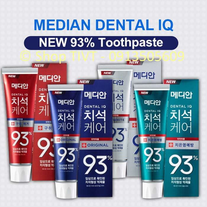 Kem trắng răng Median IQ 93 Hàn Quốc, tuýp 120g, chống sâu răng, hôi miệng, ngừa mảng bám, toothpaste Median IQ 93%-TIVT