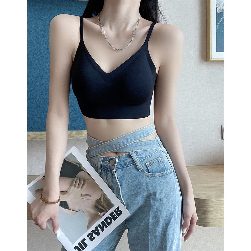 Áo Lót Lụa Lạnh Không Dây Lưng Thấp Nâng Ngực Tàng Hình Size S-XL