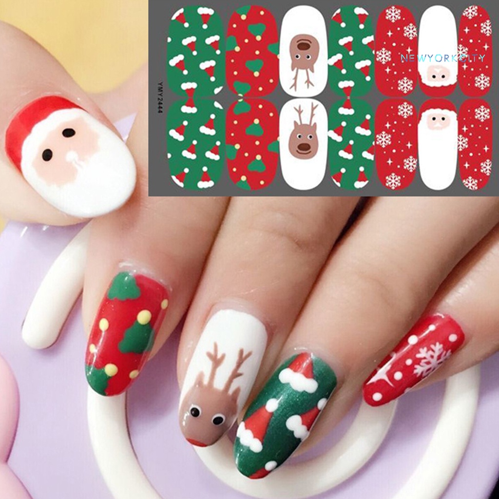Miếng Dán Trang Trí Móng Tay Tự Dính Lâu Trôi Họa Tiết Giáng Sinh