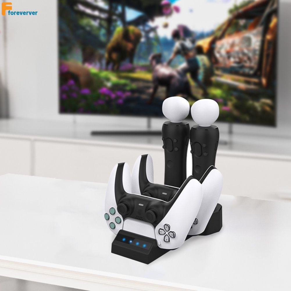 4-Trong-1 Sạc Dock Cho PS5 Gamepad Đối Với PS DI CHUYỂN Gamepad Dock Sạc với Màn Hình Hiển Thị Ánh Sáng Fore