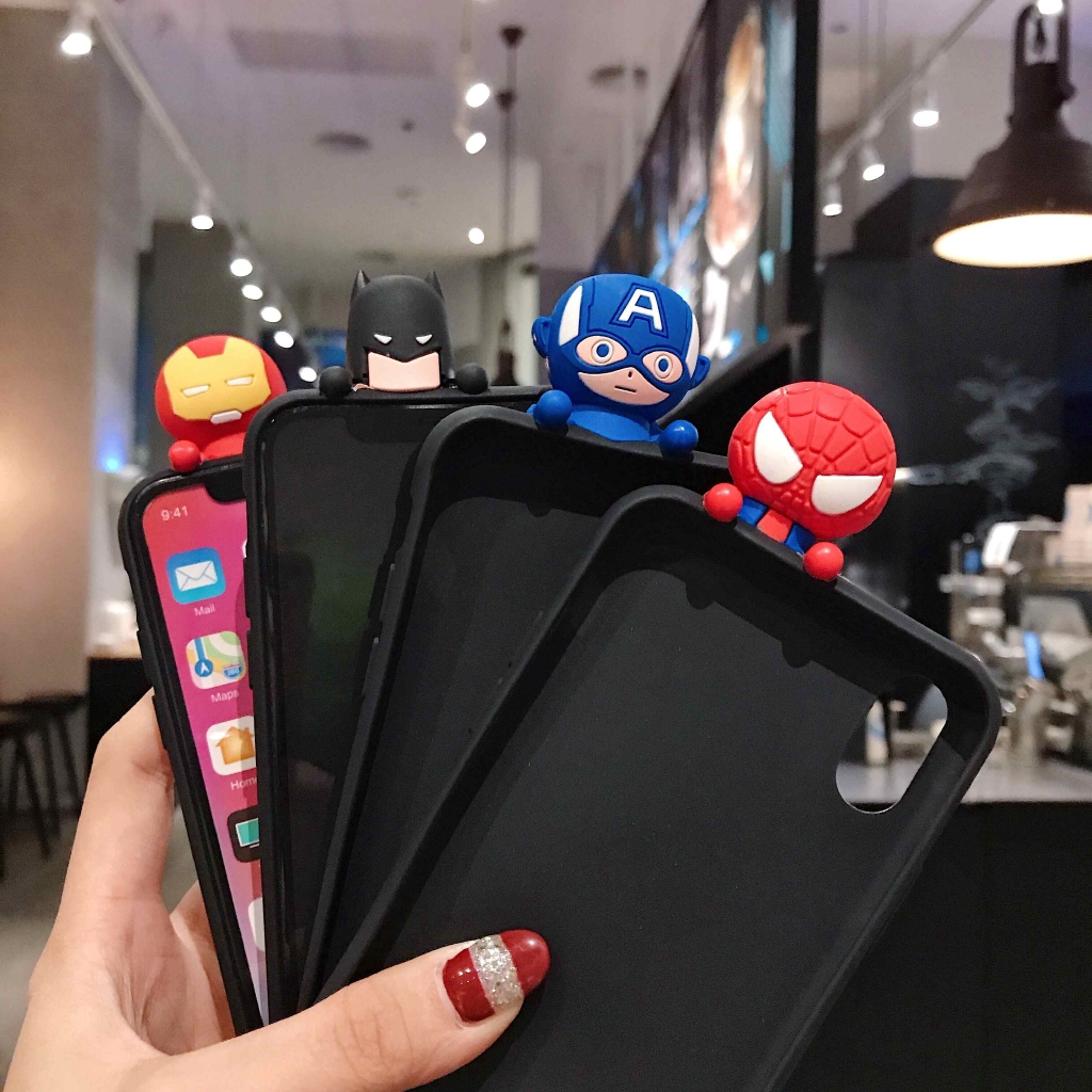 Ốp điện thoại TPU mềm có giá đỡ hình nhân vật Marvel cho iPhone 12 11 Pro Max 6 6s 7 8 Plus Xs Max