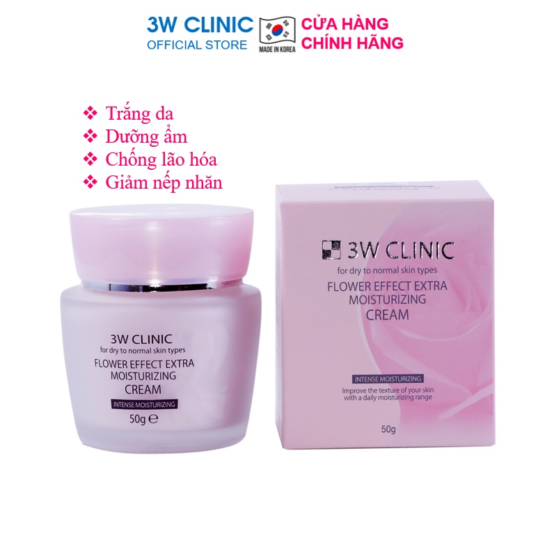 Kem dưỡng ẩm dưỡng trắng da chiết xuất từ Hoa Hồng 3W Clinic Hàn Quốc 50ml