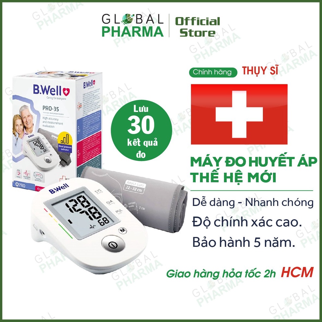 [THỤY SĨ - BẢO HÀNH 5 NĂM] Máy đo huyết áp bắp tay tự động B.WELL Pro-33/Pro-35/Pro -36/Med-53