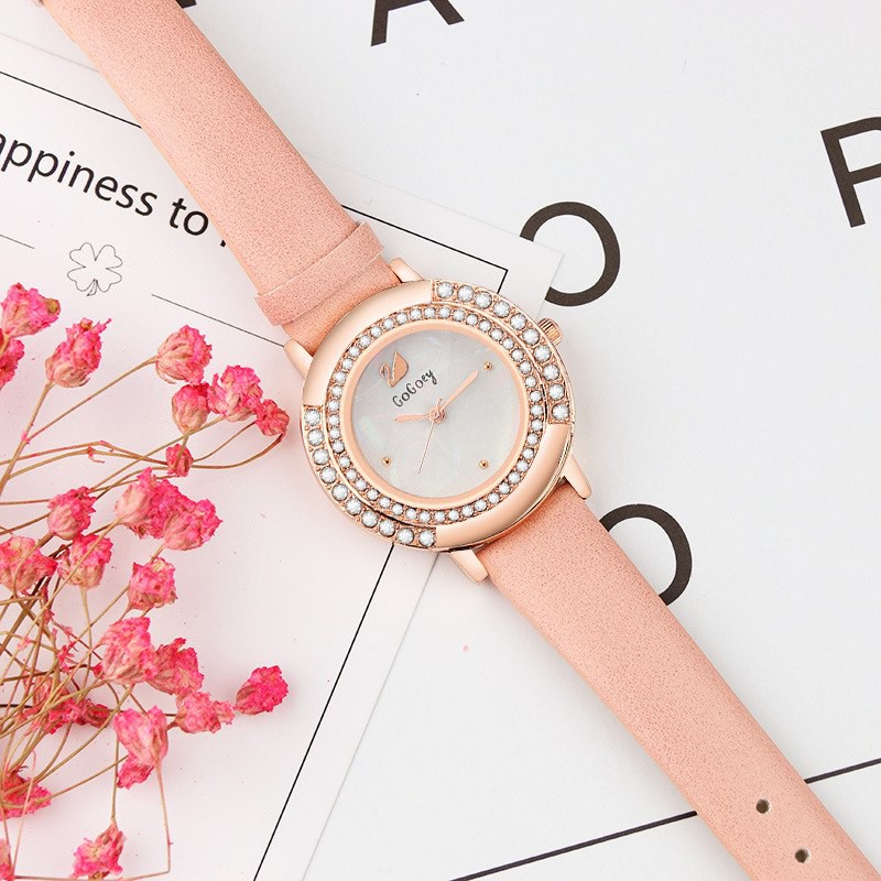Đồng Hồ Nữ GOGOEY 291 Viền Đá Cao Cấp Chống Nước 3ATM Dây Da Trẻ Trung | BigBuy360 - bigbuy360.vn