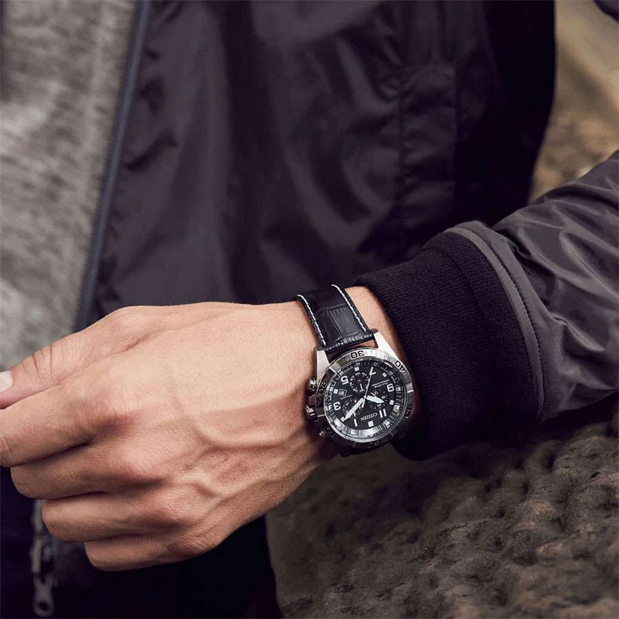 Đồng Hồ Nam Citizen Đa Chức Năng Dây Da BL5551-14H - Mặt Xám