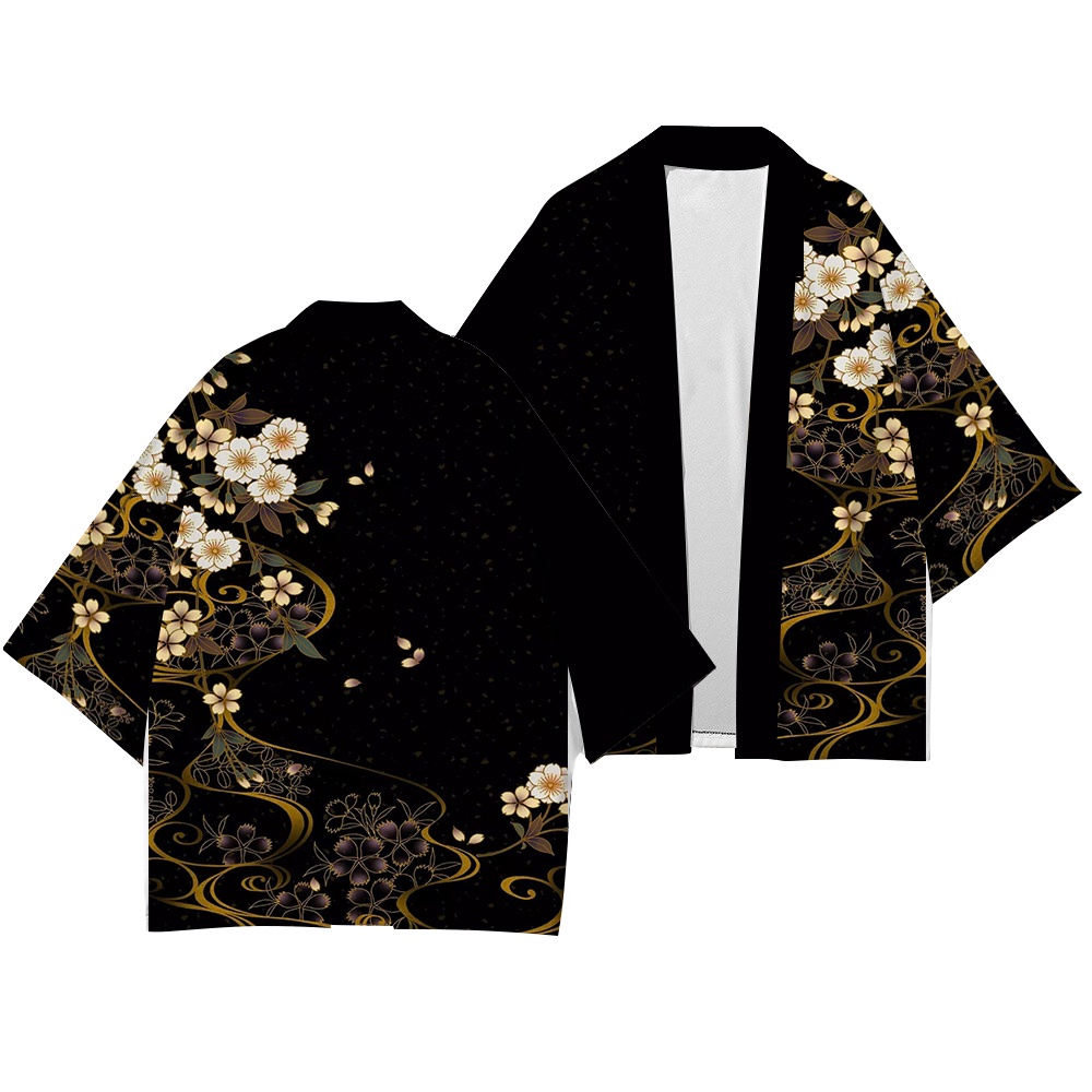 Áo Khoác Kimono Tay 3 / 4 In Hoa Cúc Thời Trang Hè Thu Mới Cho Nam